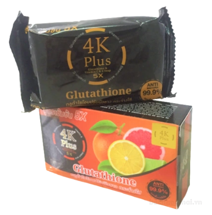 Xà phòng 4K Plus Glutathione & Vitamin E&C Soap loại bỏ thâm đen sắc tố da Thái Lan ảnh 2