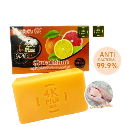 Xà phòng 4K Plus Glutathione & Vitamin E&C Soap loại bỏ thâm đen sắc tố da Thái Lan ảnh 1