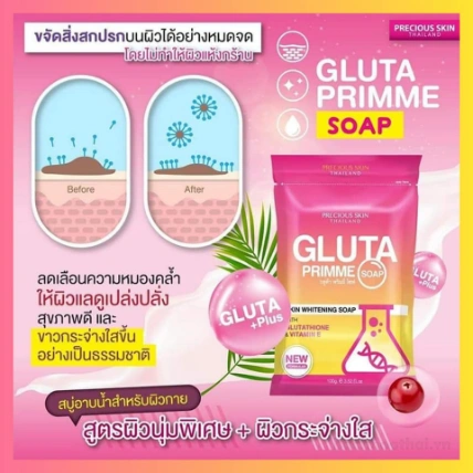 Xà phòng tắm trắng da bổ xung Glutathione Precious Skin Gluta Primme Soap Thái Lan ảnh 8