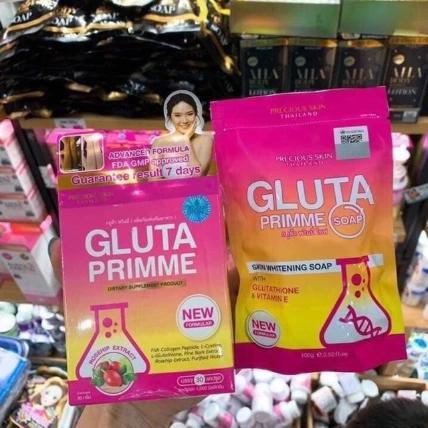 Xà phòng tắm trắng da bổ xung Glutathione Precious Skin Gluta Primme Soap Thái Lan ảnh 4