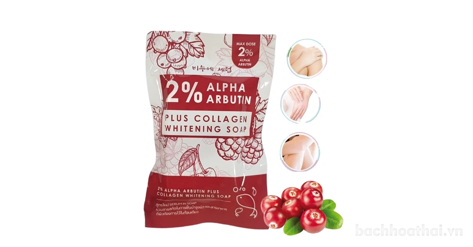 Xà bông tắm trắng 2 % Alpha Arbutin Plus Collagen Whitening Soap