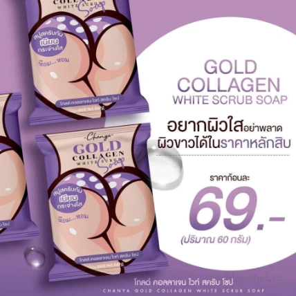 Xà phòng tẩy tế bào chết mờ thâm mông Gold Collagen White Scrub Soap ảnh 8