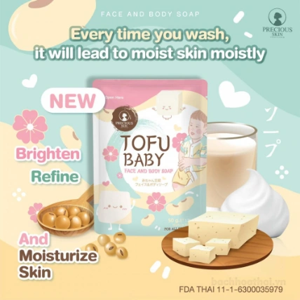 Xà phòng tắm diệt khuẩn trắng da Baby Tofu Soap (dùng cho cả mẹ và bé) ảnh 18