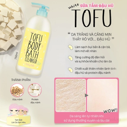 Sữa tắm hữu cơ trắng da bổ xung protein Tofu Body Bath Cleanser Cathy Doll ảnh 3