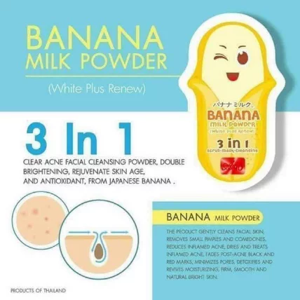 Gói ủ mặt chuối giảm mụn Banana Milk Powder 3 in 1 ảnh 9