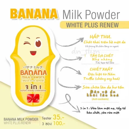 Gói ủ mặt chuối giảm mụn Banana Milk Powder 3 in 1 ảnh 17
