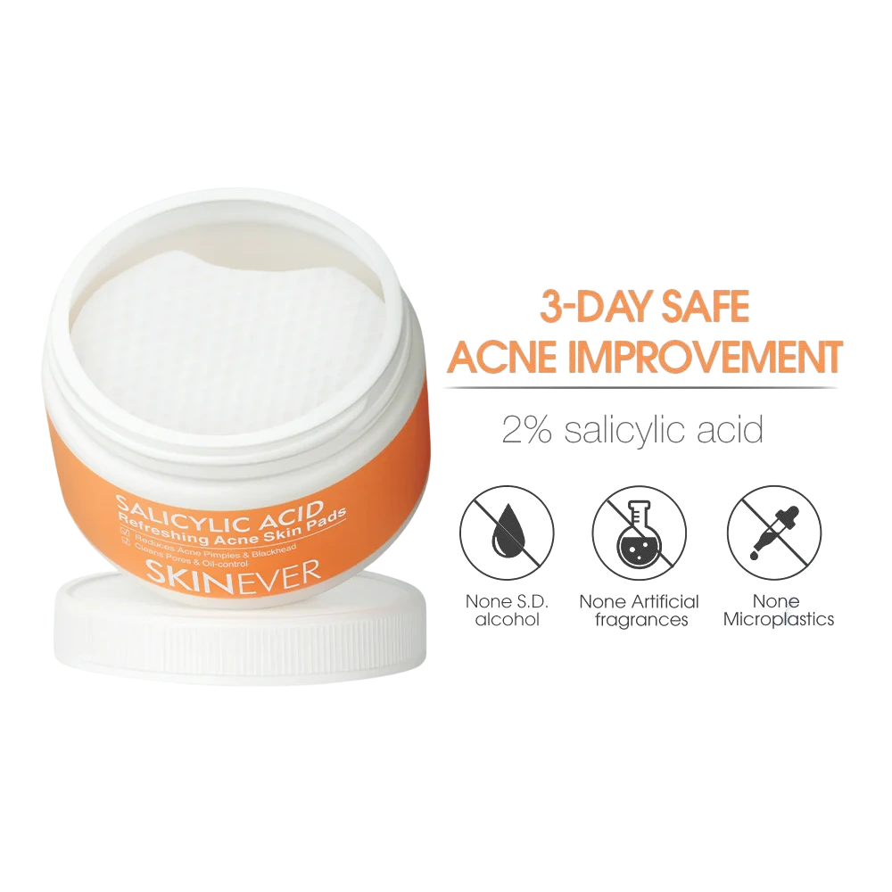 Miếng Pads làm sạch da dầu mụn SKINEVER Salicylic Acid Refreshing Acne Skin Pads