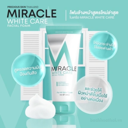 Sữa rửa mặt làm sạch sâu Miracle White Care Facial Foam Thái Lan ảnh 4