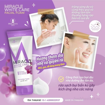 Sữa rửa mặt làm sạch sâu Miracle White Care Facial Foam Thái Lan ảnh 9