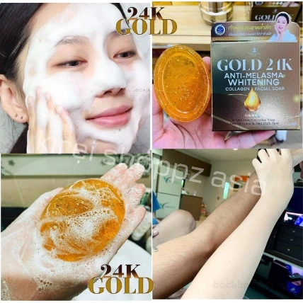 Xà phòng collagen rửa mặt trắng da chống nám Gold 24K Collagen Facial Soap ảnh 6