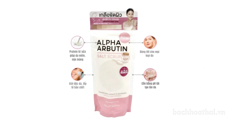 Muối tắm dưỡng trắng Alpha Arbutin Salt Scrub 300g