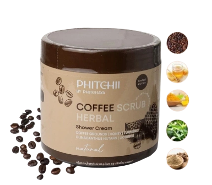 Tẩy tế bào chết thảo dược Pitchii Coffee Scrub Herbal Shower Cream 500gr ảnh 1