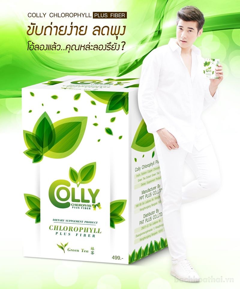 Hộp trà diệp lục bổ sung chất xơ Colly Chlorophyll Plus Fiber Thái Lan