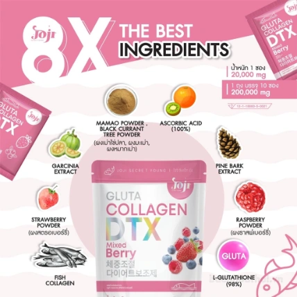 Detox trái cây giữ dáng, đẹp da Joji Gluta Collagen DTX mixed Berry bổ xung Collagen vs Glutathione ảnh 3