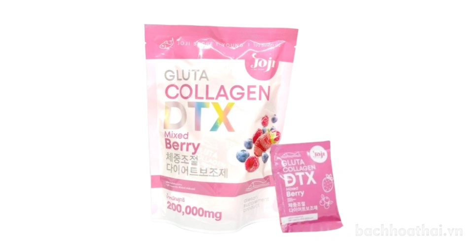 Detox trái cây giữ dáng, đẹp da Joji Gluta Collagen DTX mixed Berry bổ xung Collagen vs Glutathione