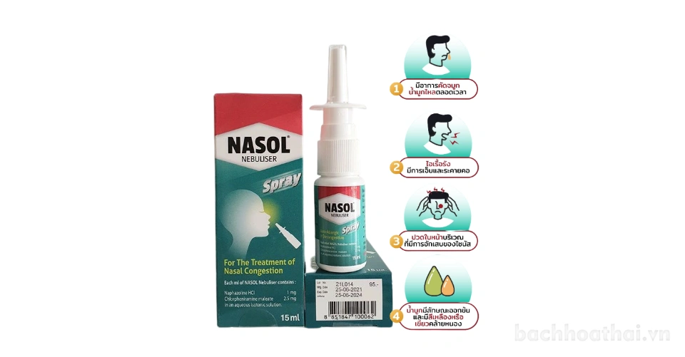 Chai xịt mũi Nasol Spray Nebuliser dạng chai xit 15ml Thái Lan