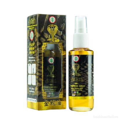 Dầu rắn hổ mang Tonphor Gold Herbal Body Massage Black Oil Thái Lan  ảnh 16