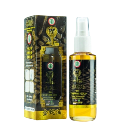 Dầu rắn hổ mang Tonphor Gold Herbal Body Massage Black Oil Thái Lan  ảnh 1