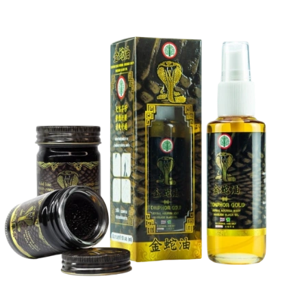 Dầu rắn hổ mang Tonphor Gold Herbal Body Massage Black Oil Thái Lan  ảnh 1