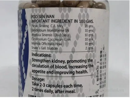 Thuốc rắn số 6 ích thận hoàn YEA SEN WAN & POO SÊ QUAN Thái lan ảnh 8