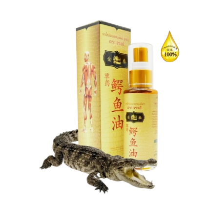 Dầu massage cá sấu vàng Herbal Massage Oil Crocodile Brand ảnh 1
