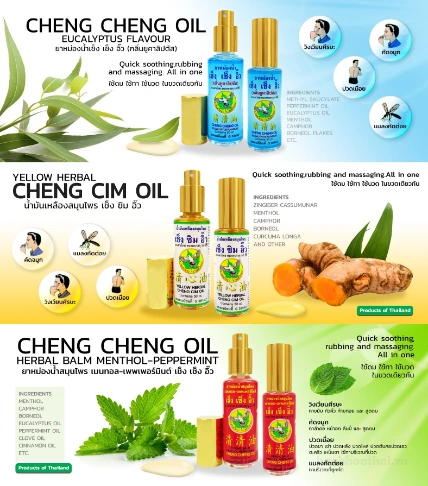 Dầu khuynh diệp lăn Cheng Cheng Oil Eucalyptus Flavour Roll On ảnh 2