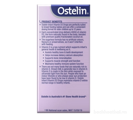 Ostelin Kids Vitamin D3 thuốc nước bổ sung vitamin D cho trẻ em ảnh 11