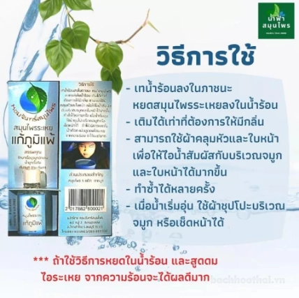 Tinh dầu xông 5 loại thảo dược giải cảm khử khuẩn hệ hô hấp Hom Chan Thái Lan ảnh 3