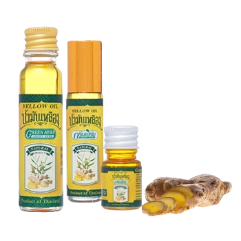 Ảnh sản phẩm Dầu gió lăn thảo dược gừng nghệ Yellow Oil Green Herb Thái Lan  1