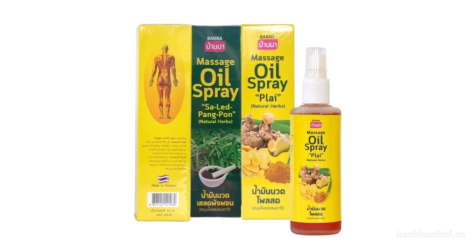 Tinh dầu mát xa thảo dược BANNA Massage Oil Spray Plai Natural Herbs