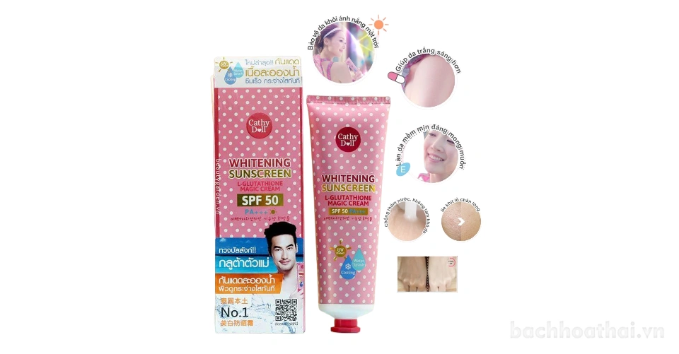 Kem chống nắng trắng da nâng tone Whitening Sunscreen L-glutathione Magic Cream (SPF 50 PA+++)