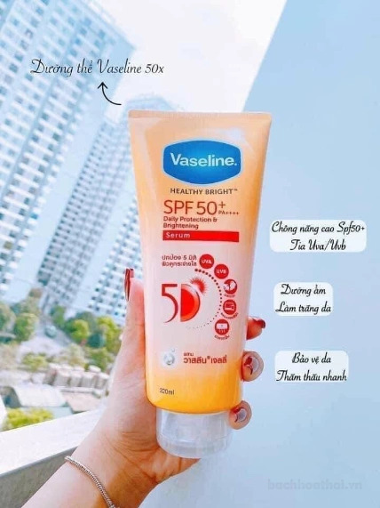 Chống nắng Vaseline 50X Healthy Bright SPF50 Thái Lan tuýp 320ML ảnh 10