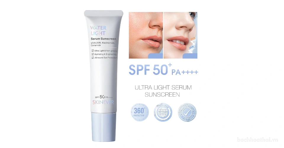 Serum chống nắng dưỡng trắng SKINEVER Water Light kiềm dầu SPF50+ PA++++