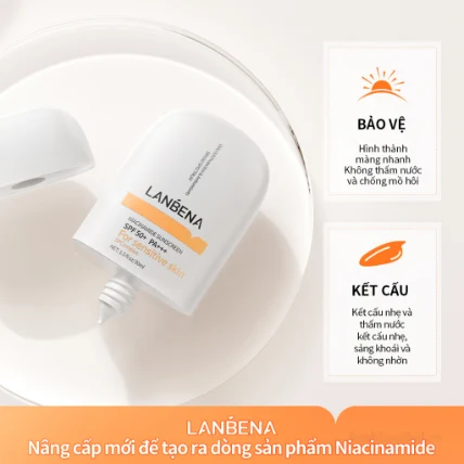 Kem chống nắng nâng tone Lanbena SPF 50+ PA+++ dành cho da nhạy cảm  ảnh 11