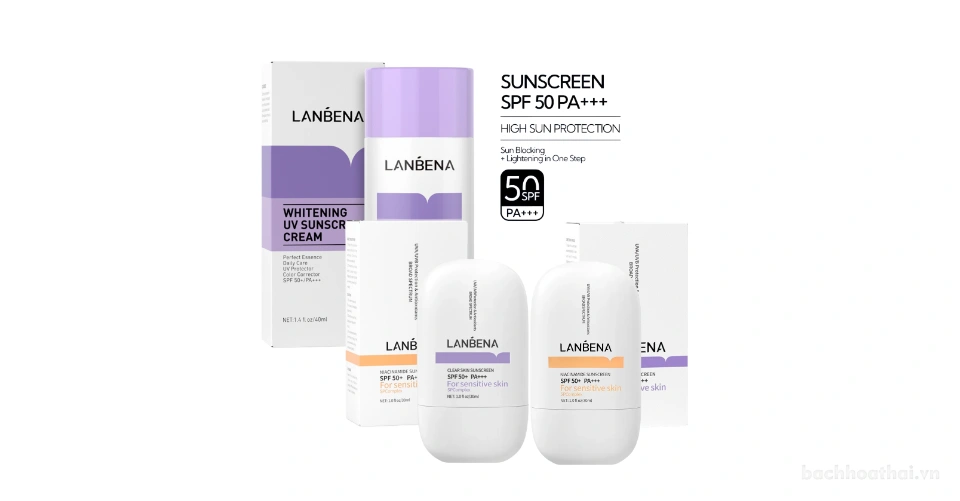 Kem chống nắng nâng tone Lanbena SPF 50+ PA+++ dành cho da nhạy cảm