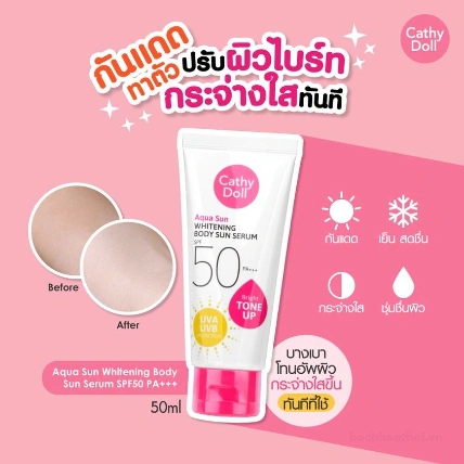 Kem chống nắng body nâng tone Cathy Doll Aqua Sun chống nước SPF50 PA+++  ảnh 2