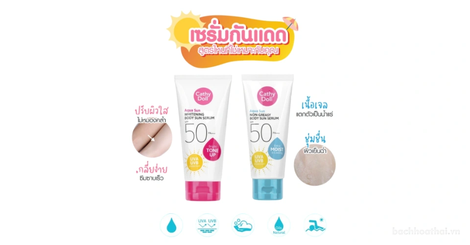 Kem chống nắng body nâng tone Cathy Doll Aqua Sun chống nước SPF50 PA+++