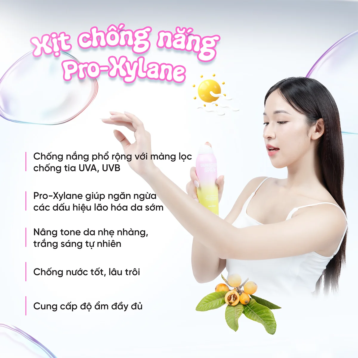 Khoảng cách xịt tối ưu 15-20cm từ chai aerosol đến vùng da body