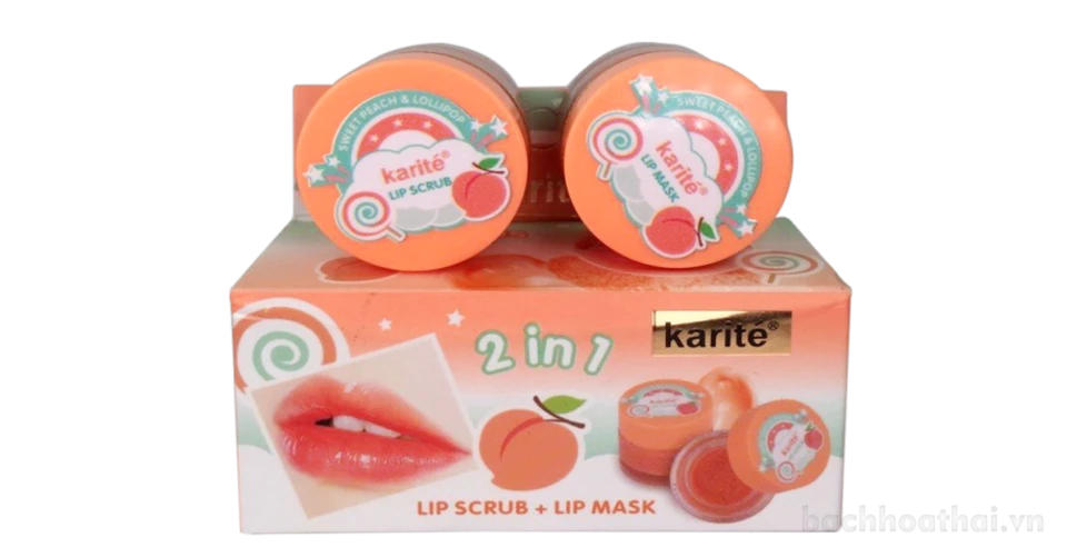 Bộ tẩy tế bào chết và mặt nạ dưỡng môi Karite 2 in 1