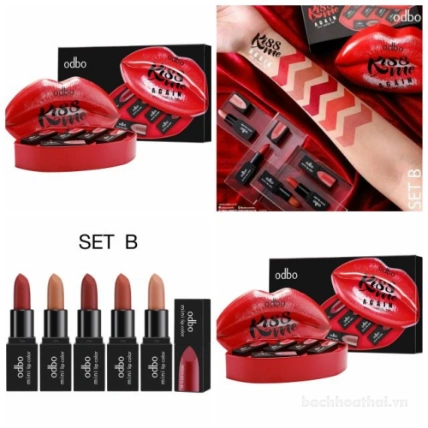 Set son 5 màu Odbo Kiss Me Again Mini Lipstick Set Thái Lan ảnh 7