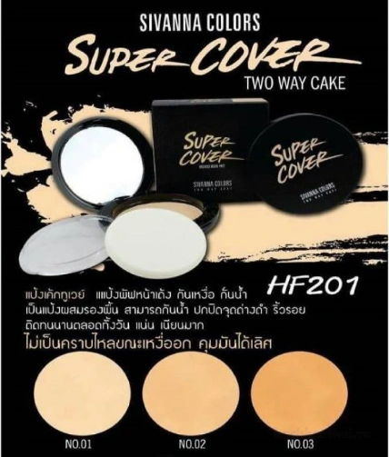 Phấn phủ chống mồ hôi cao cấp Sivanna Colors Super Cover Highest Wear Pact Two Way Cake HF201 ảnh 4