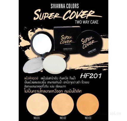 Phấn phủ chống mồ hôi cao cấp Sivanna Colors Super Cover Highest Wear Pact Two Way Cake HF201 ảnh 5