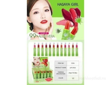 Son dưỡng môi có màu Hasaya Girl Aloe Vera 99% ảnh 17