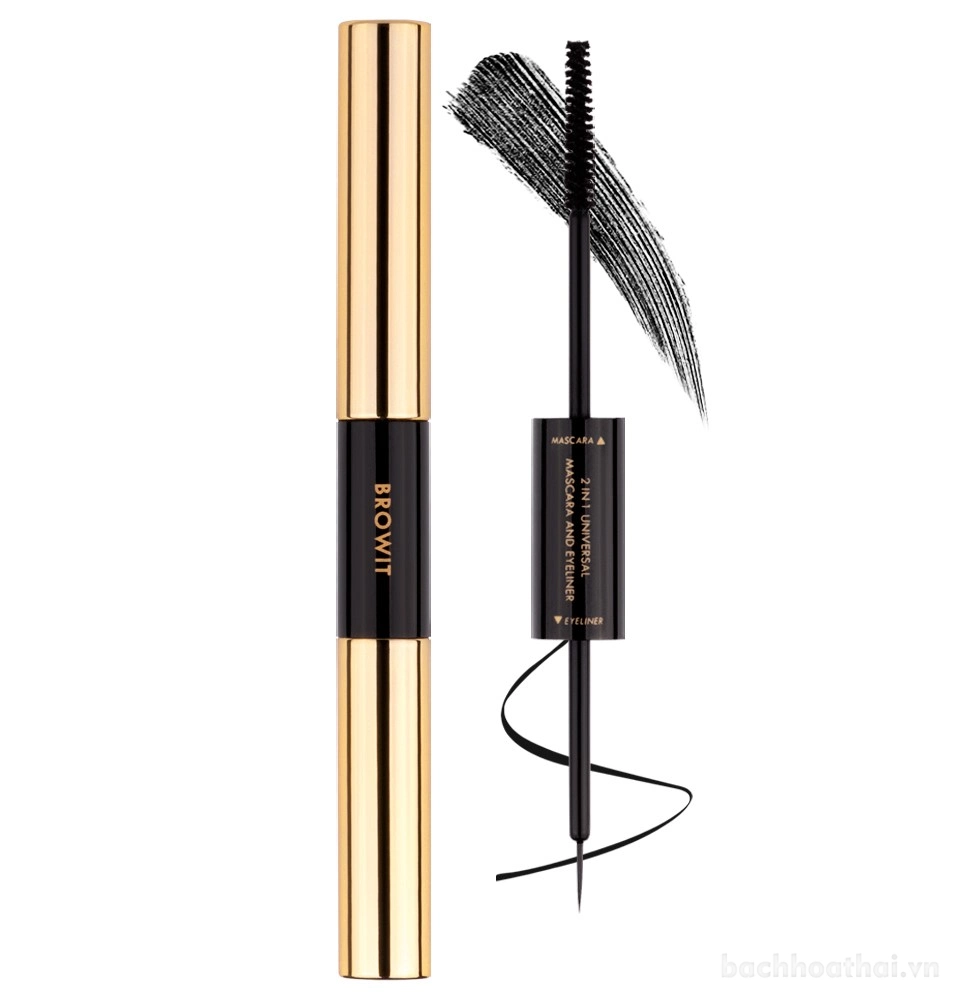 Chuốt mi hai đầu Browit by Nongchat 2 in 1 Universal Mascara and Eyeliner  #Jet Back