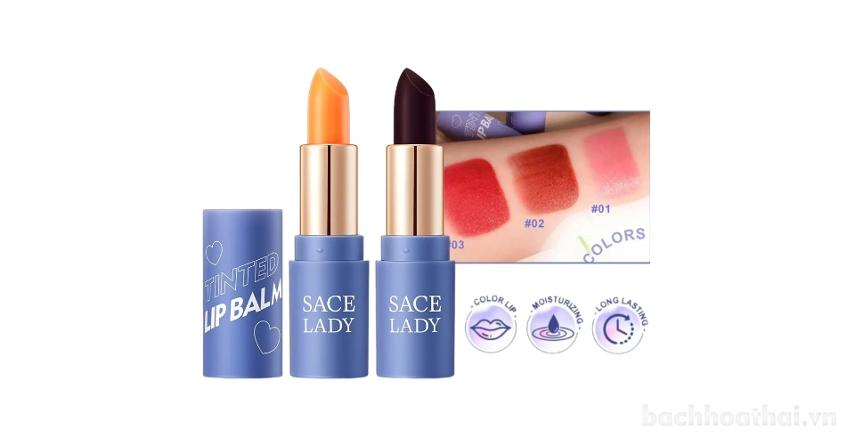 Son dưỡng ẩm bền màu Sace Lady Tinted Lip Balm màu thay đổi theo độ PH của môi