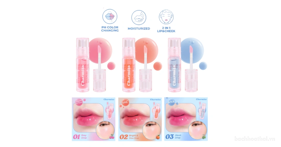 Son dưỡng làm bóng màu tự nhiên Charmiss Juicy Drop