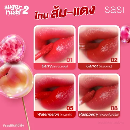 Son kem Sasi Sugar Rush Lip Tint Vol 2 lâu trôi  ảnh 9