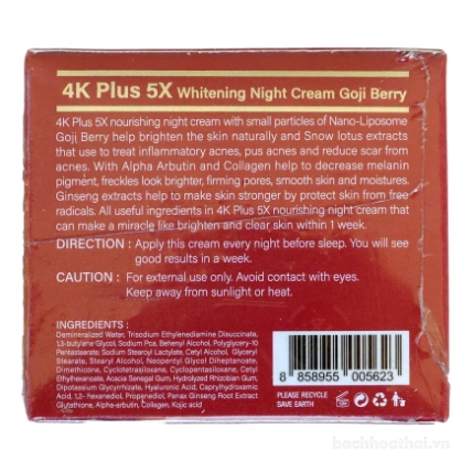 Kem ban đêm cho sẹo mụn, tàn nhang 4K Plus Goji Berry Whitening Night Cream 5x ảnh 9