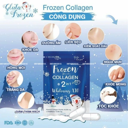 Viên uống Frozen Collagen 2 in 1 Whitening X10 60 viên bổ xung Collagen L-Glutathione và các dưỡng chất ảnh 8