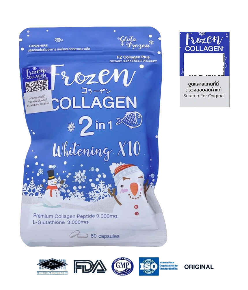 Viên uống Frozen Collagen 2 in 1 Whitening X10 60 viên bổ xung Collagen L-Glutathione và các dưỡng chất